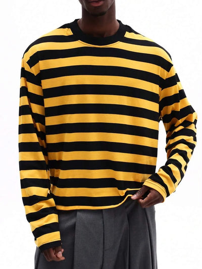 Men's stripped Yellow black Top