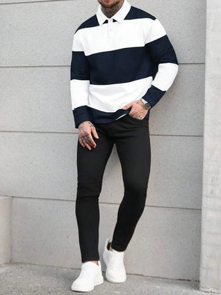 Men's stripped blue white Top