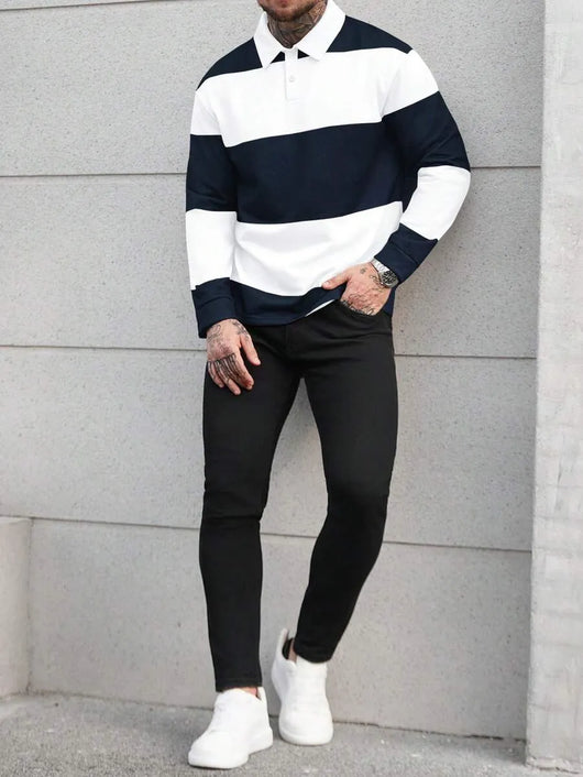 Men's stripped blue white Top