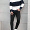 Men's stripped blue white Top