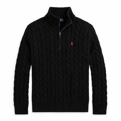 Men's warm stylish knitted half zip pullover