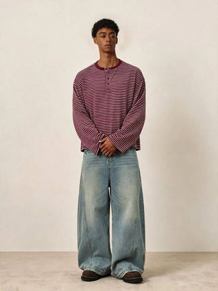 Men's stripped burgundy Top