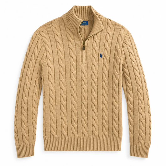 Men's warm stylish knitted half zip pullover