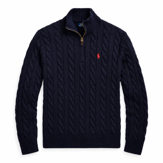 Men's warm stylish knitted half zip pullover