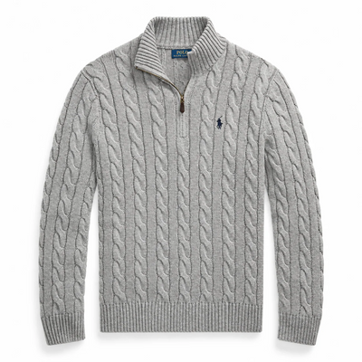 Men's warm stylish knitted half zip pullover