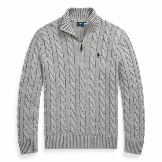 Men's warm stylish knitted half zip pullover