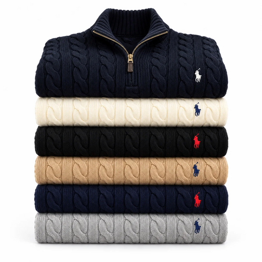 Men's warm stylish knitted half zip pullover
