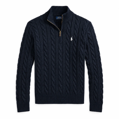 Men's warm stylish knitted half zip pullover