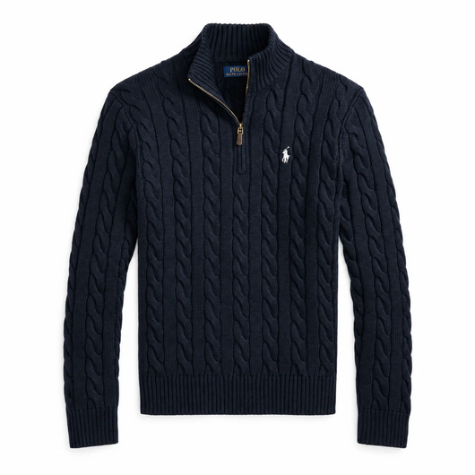Men's warm stylish knitted half zip pullover
